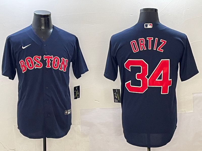 Men Boston Red Sox #34 Ortiz Blue Game 2025 Nike MLB Jersey style 6